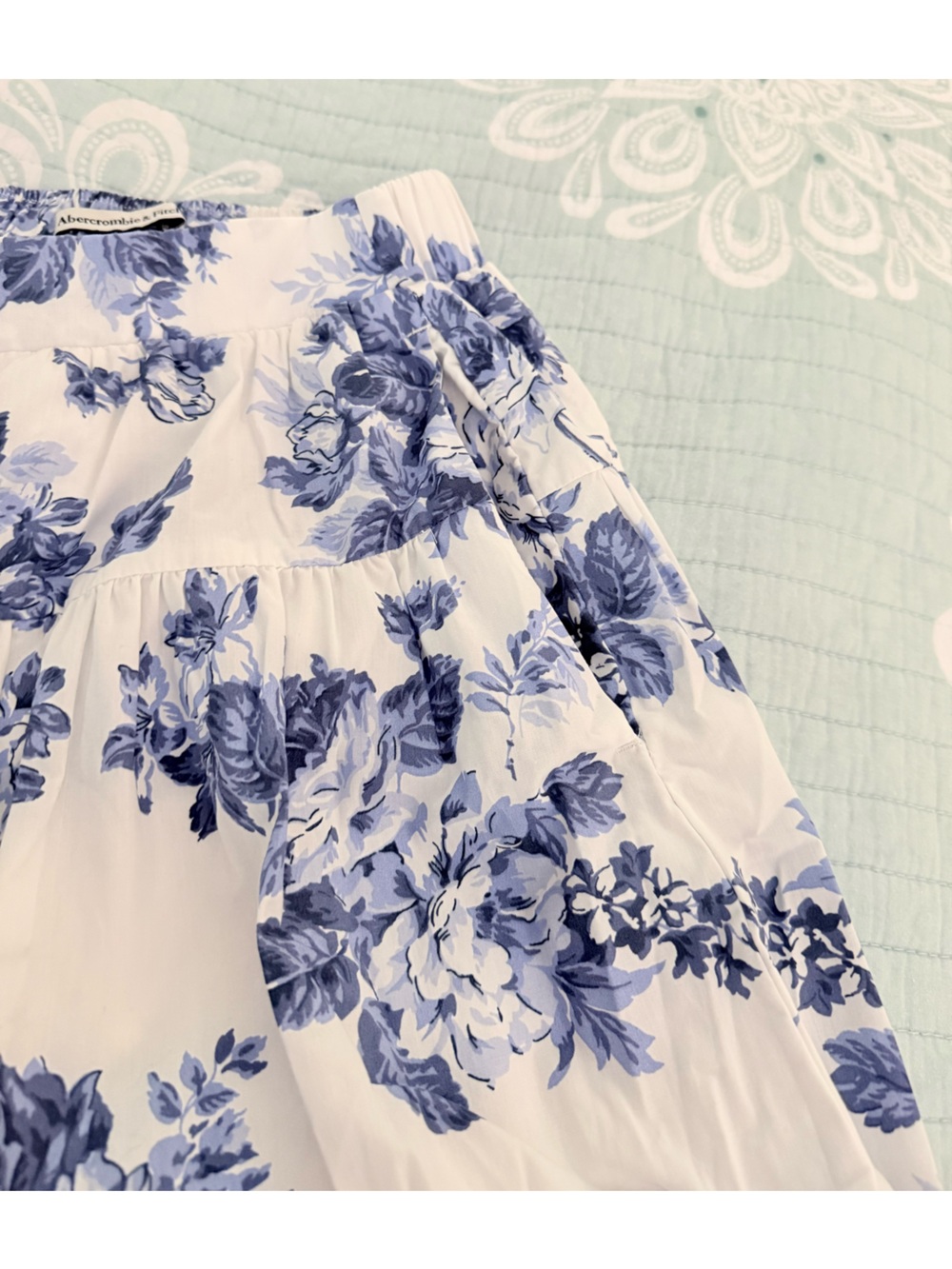 Abercrombie & Fitch White Skirt with Blue Floral Print